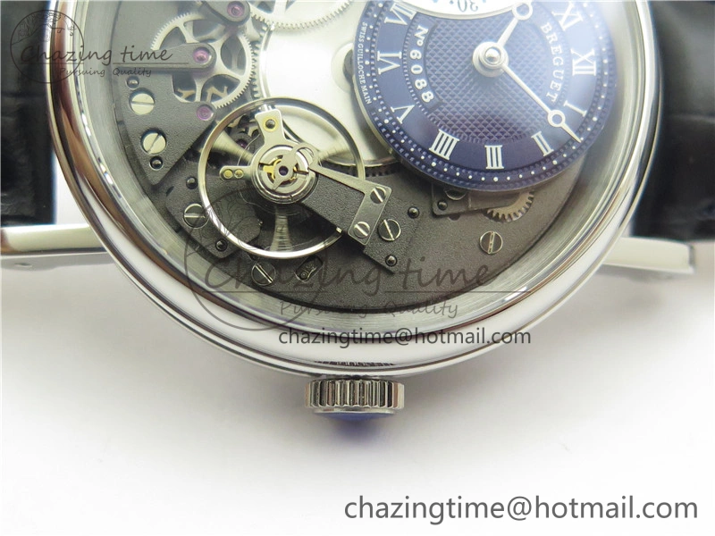 Tradition 7097BB GY 9WU SS Real PR SF 1:1 Best Edition Blue Skeleton Dial on Blue Leather Strap A505