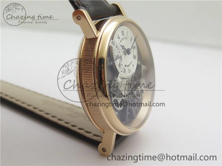 Tradition 7097BR G1 9WU RG Real PR SF 1:1 Best Edition Silver Skeleton Dial on Black Leather Strap A505