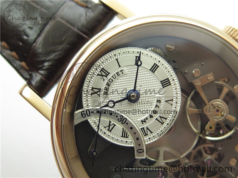 Tradition 7097BR G1 9WU RG Real PR SF 1:1 Best Edition Silver Skeleton Dial on Black Leather Strap A505