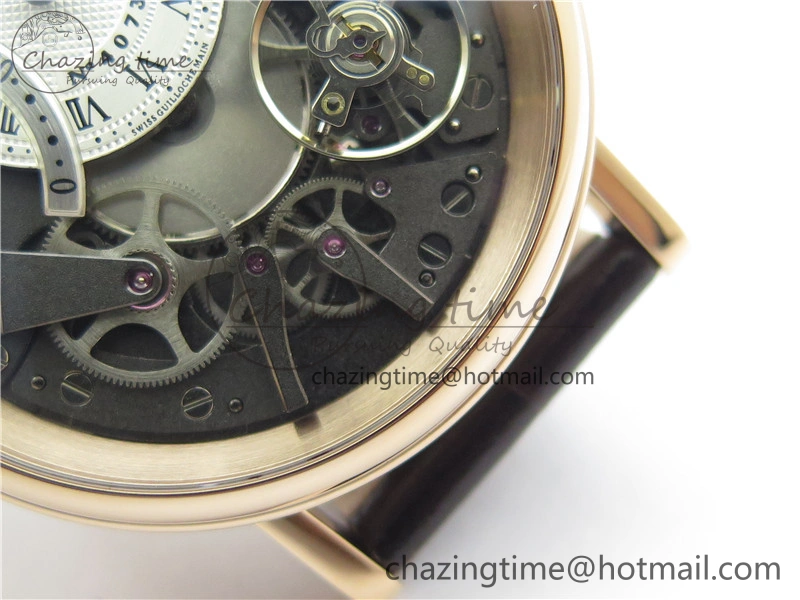 Tradition 7097BR G1 9WU RG Real PR SF 1:1 Best Edition Silver Skeleton Dial on Black Leather Strap A505