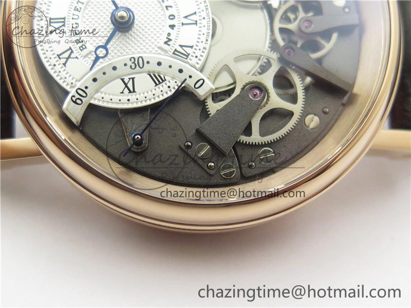 Tradition 7097BR G1 9WU RG Real PR SF 1:1 Best Edition Silver Skeleton Dial on Black Leather Strap A505