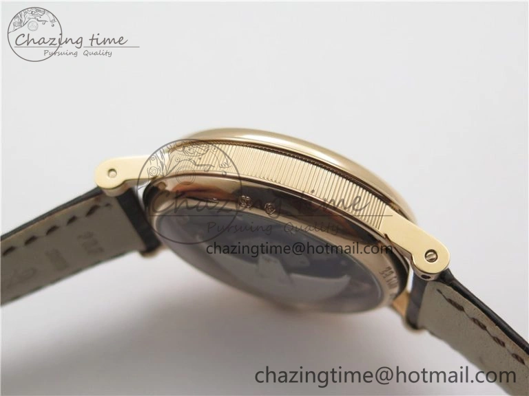 Tradition 7097BR G1 9WU RG Real PR SF 1:1 Best Edition Silver Skeleton Dial on Black Leather Strap A505
