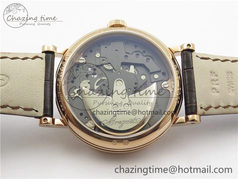 Tradition 7097BR G1 9WU RG Real PR SF 1:1 Best Edition Silver Skeleton Dial on Black Leather Strap A505