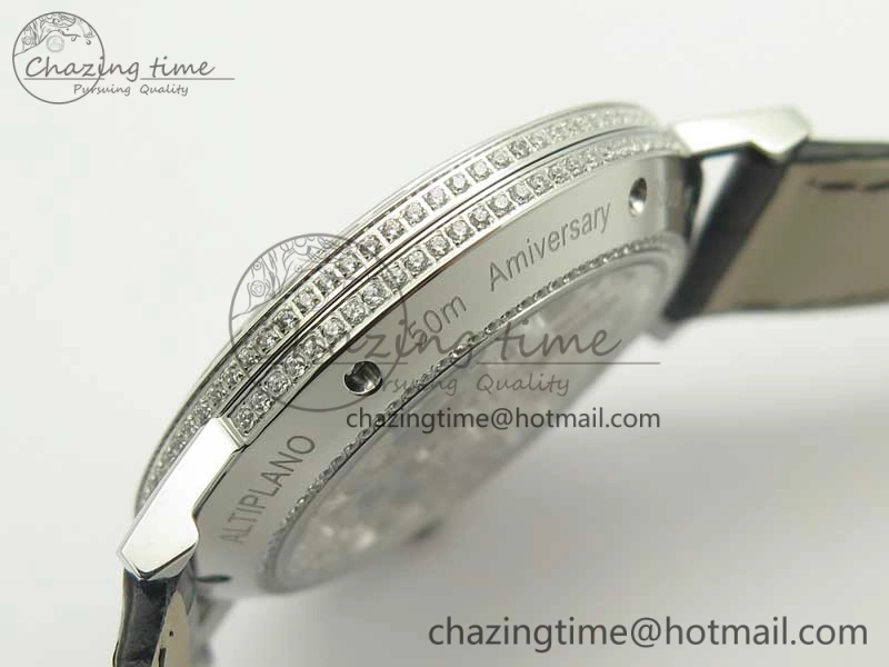 Tradition Tourbillon SS BBR Best Edition Full Diamond Paved Skeleton Dial on Black Leather Strap