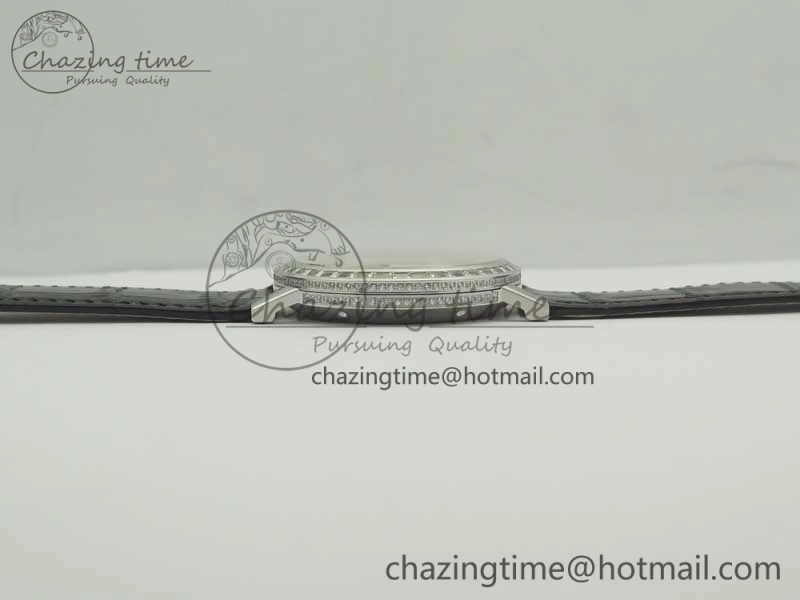 Tradition Tourbillon SS BBR Best Edition Full Diamond Paved Skeleton Dial on Black Leather Strap