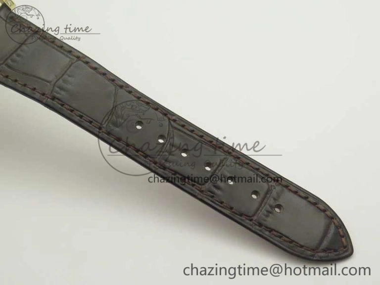 Tradition YG BBR Best Edition Diamond Paved Skeleton Dial on Brown Leather Strap A23J