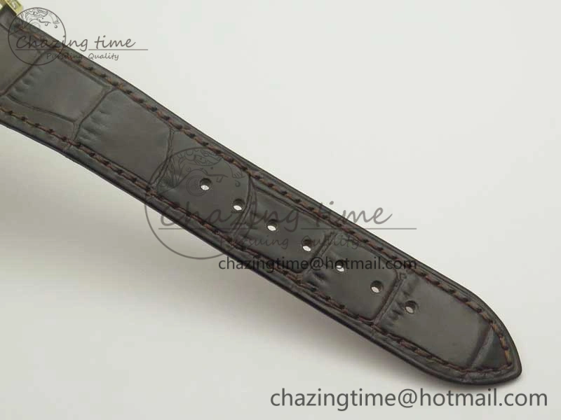 Tradition YG BBR Best Edition Diamond Paved Skeleton Dial on Brown Leather Strap A23J