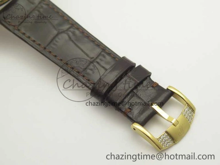 Tradition YG BBR Best Edition Diamond Paved Skeleton Dial on Brown Leather Strap A23J