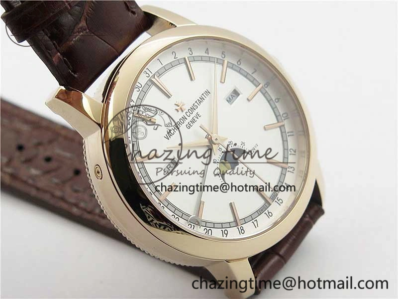 Traditionnelle 4010T RG AIF Best Edition White on Brown Leather Strap A2460QCL