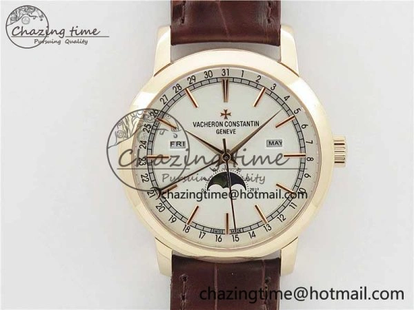 Traditionnelle 4010T RG AIF Best Edition White on Brown Leather Strap A2460QCL