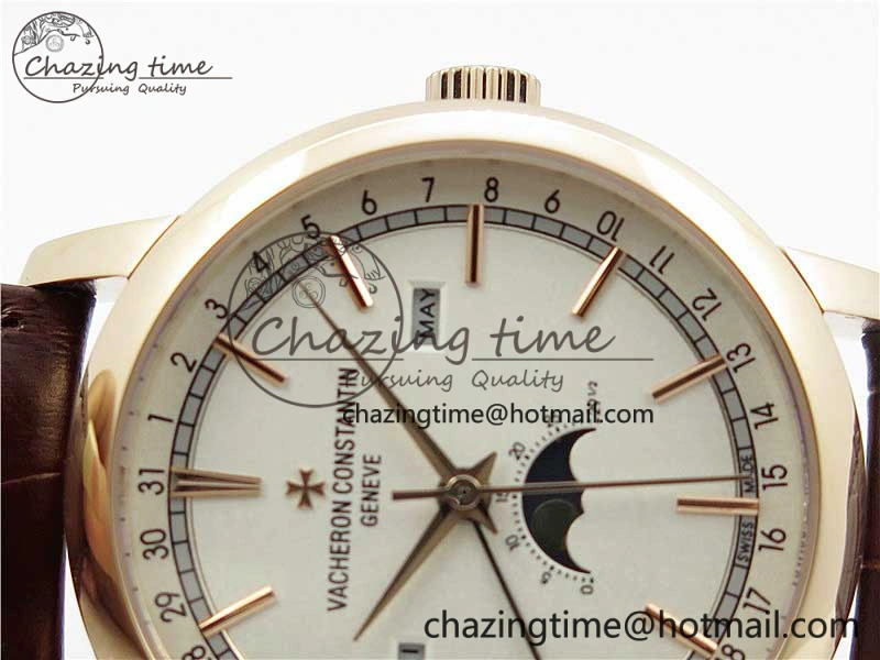 Traditionnelle 4010T RG AIF Best Edition White on Brown Leather Strap A2460QCL