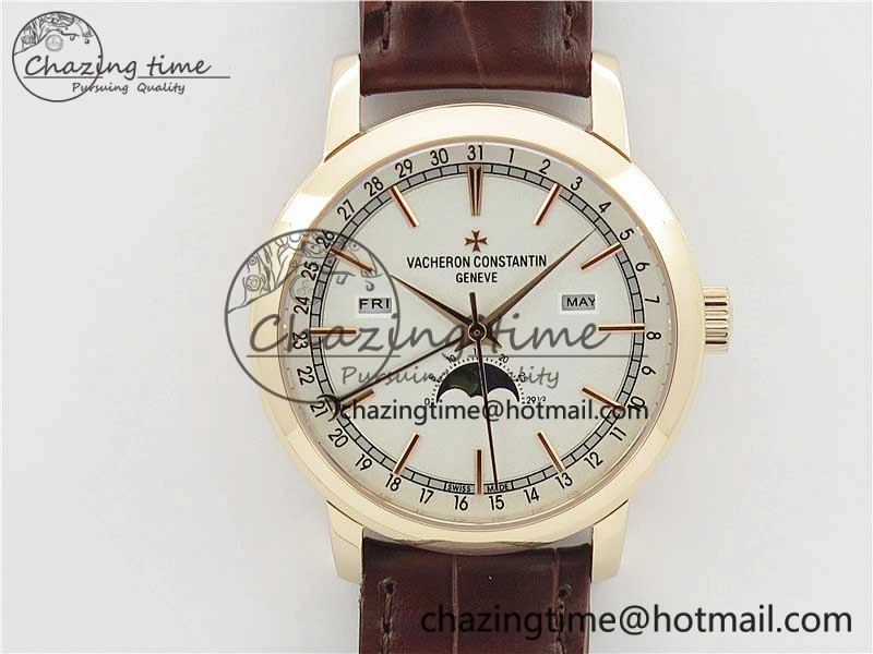Traditionnelle 4010T RG AIF Best Edition White on Brown Leather Strap A2460QCL