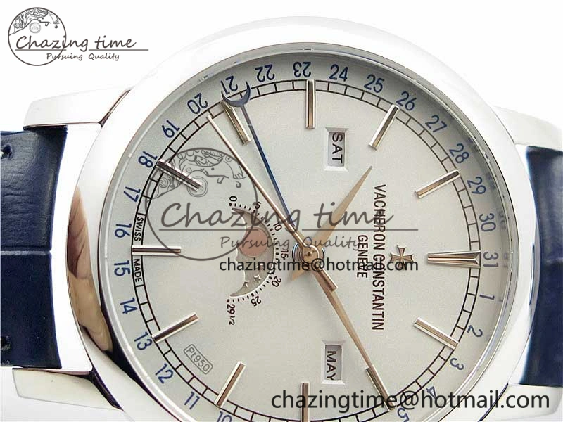 Traditionnelle 4010T SS AIF Best Edition White Dial on Blue Leather Strap A2460QCL