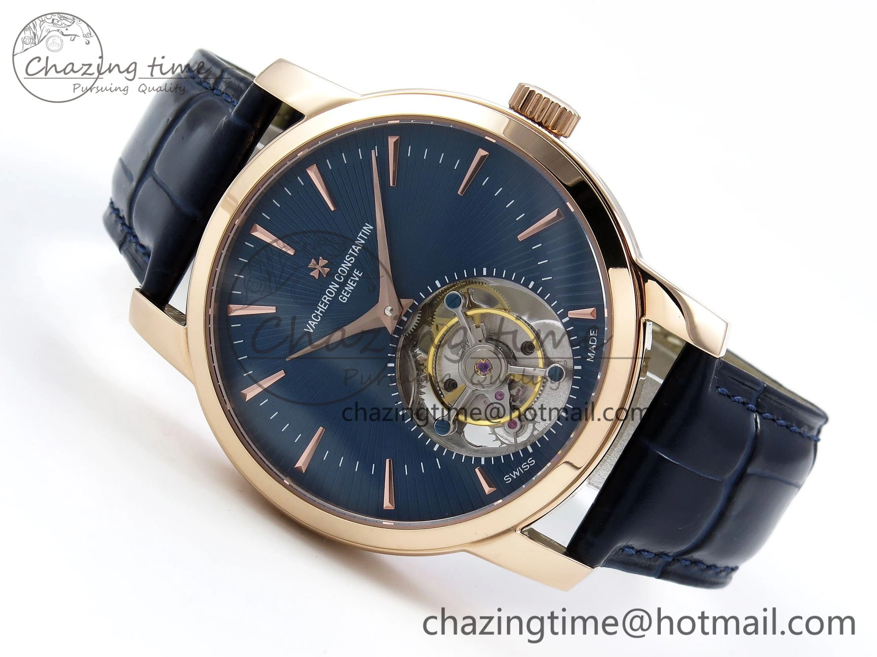 Traditionnelle Tourbillon RG RMSF Best Edition Blue Textured Dial on Blue Leather Strap