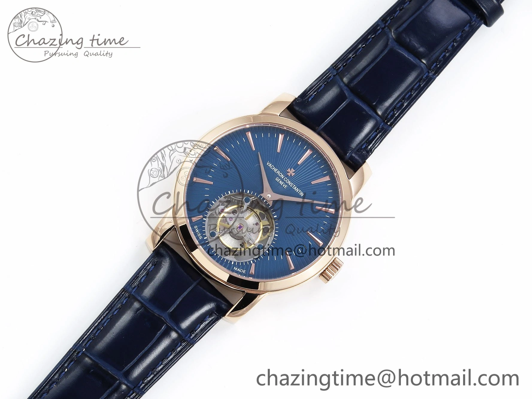 Traditionnelle Tourbillon RG RMSF Best Edition Blue Textured Dial on Blue Leather Strap