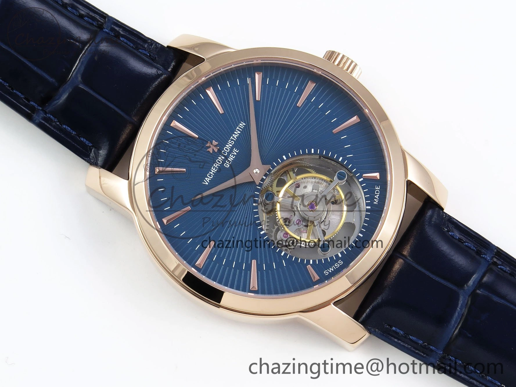 Traditionnelle Tourbillon RG RMSF Best Edition Blue Textured Dial on Blue Leather Strap