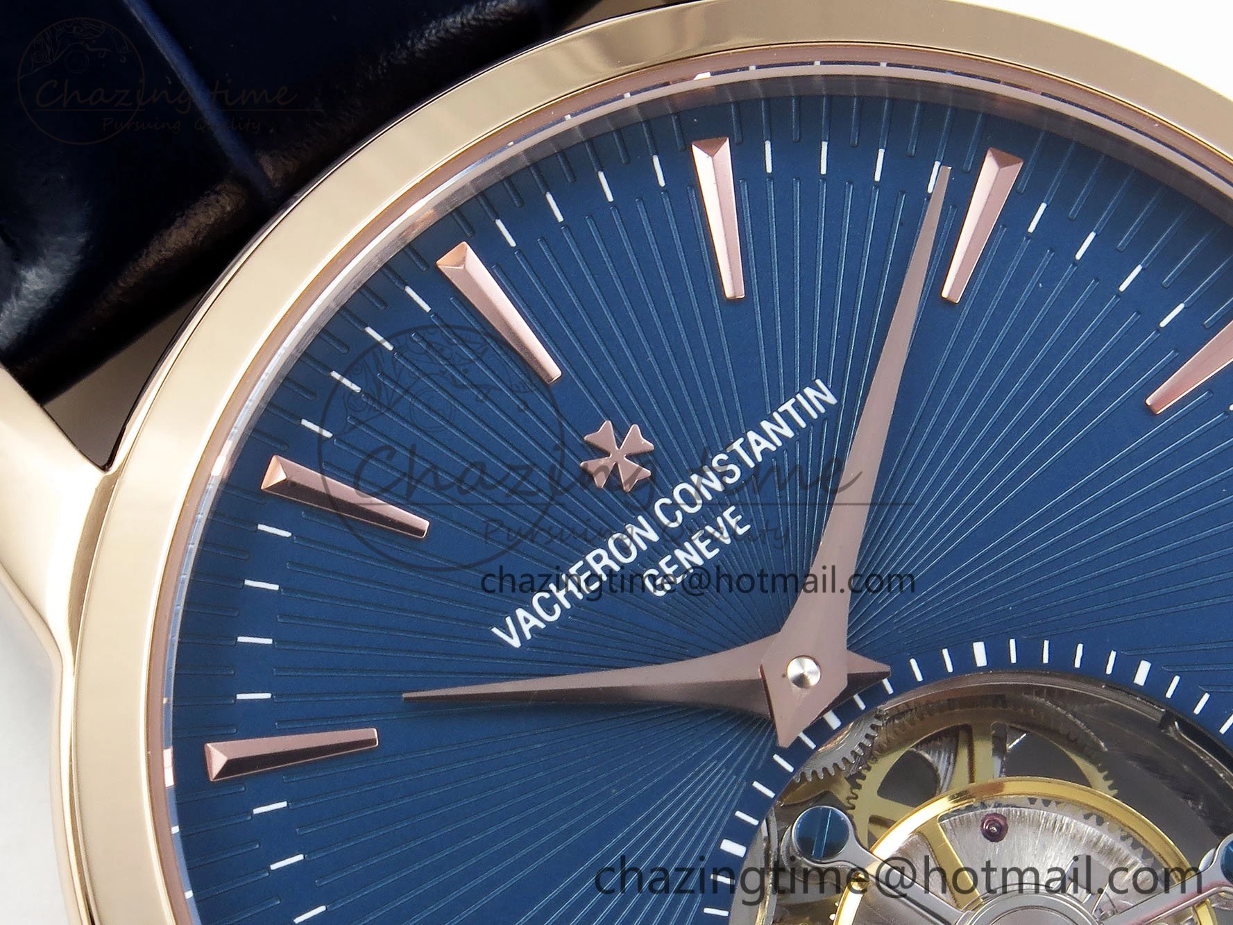 Traditionnelle Tourbillon RG RMSF Best Edition Blue Textured Dial on Blue Leather Strap