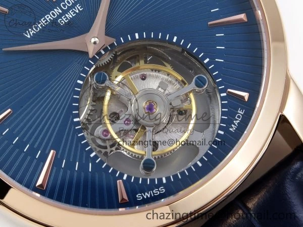 Traditionnelle Tourbillon RG RMSF Best Edition Blue Textured Dial on Blue Leather Strap
