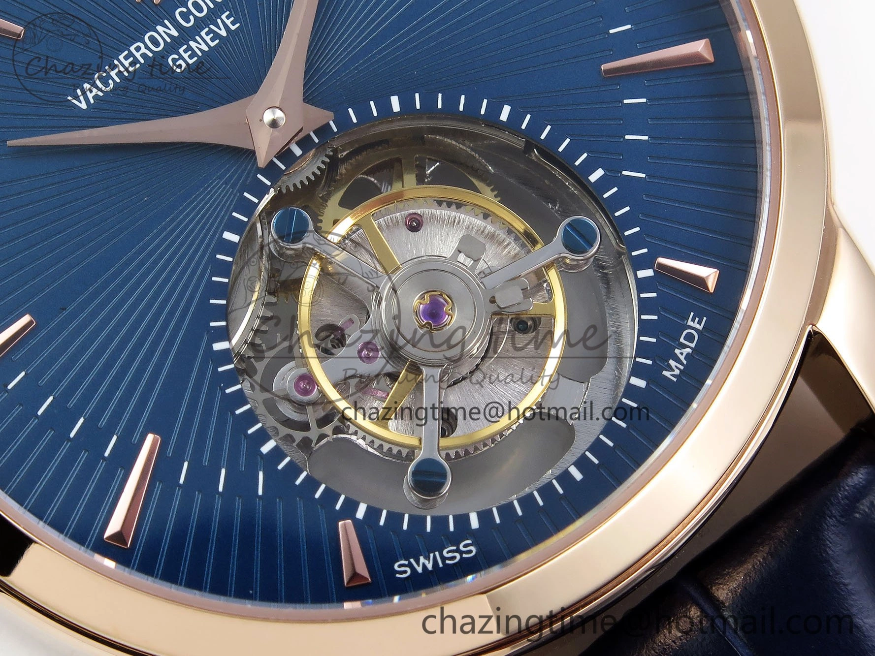 Traditionnelle Tourbillon RG RMSF Best Edition Blue Textured Dial on Blue Leather Strap