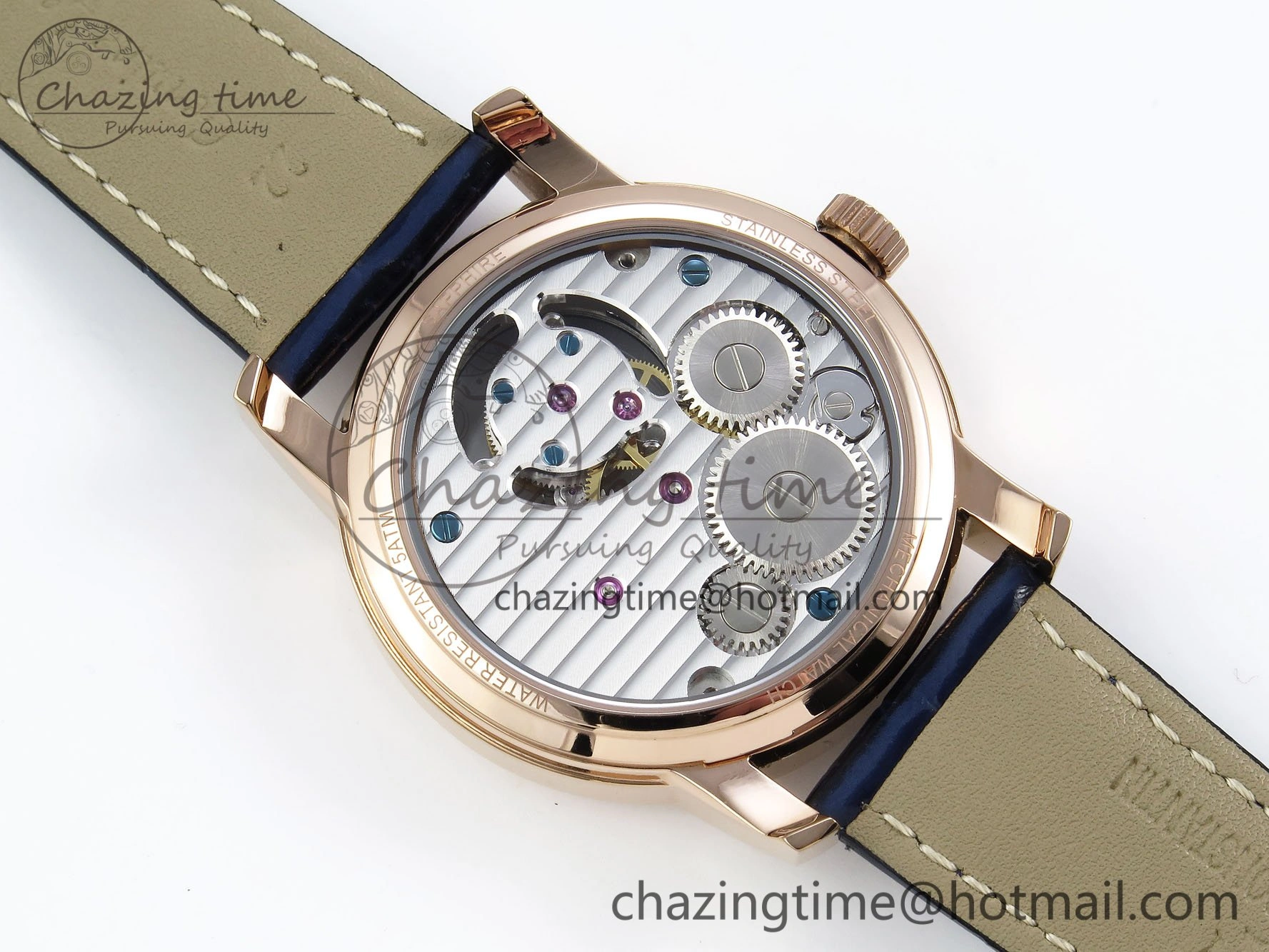 Traditionnelle Tourbillon RG RMSF Best Edition Blue Textured Dial on Blue Leather Strap