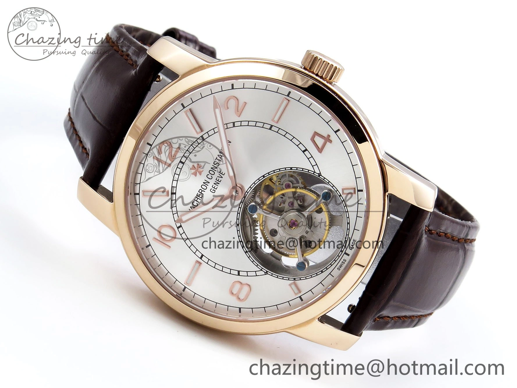Traditionnelle Tourbillon RG RMSF Best Edition Silver Dial on Brown Leather Strap