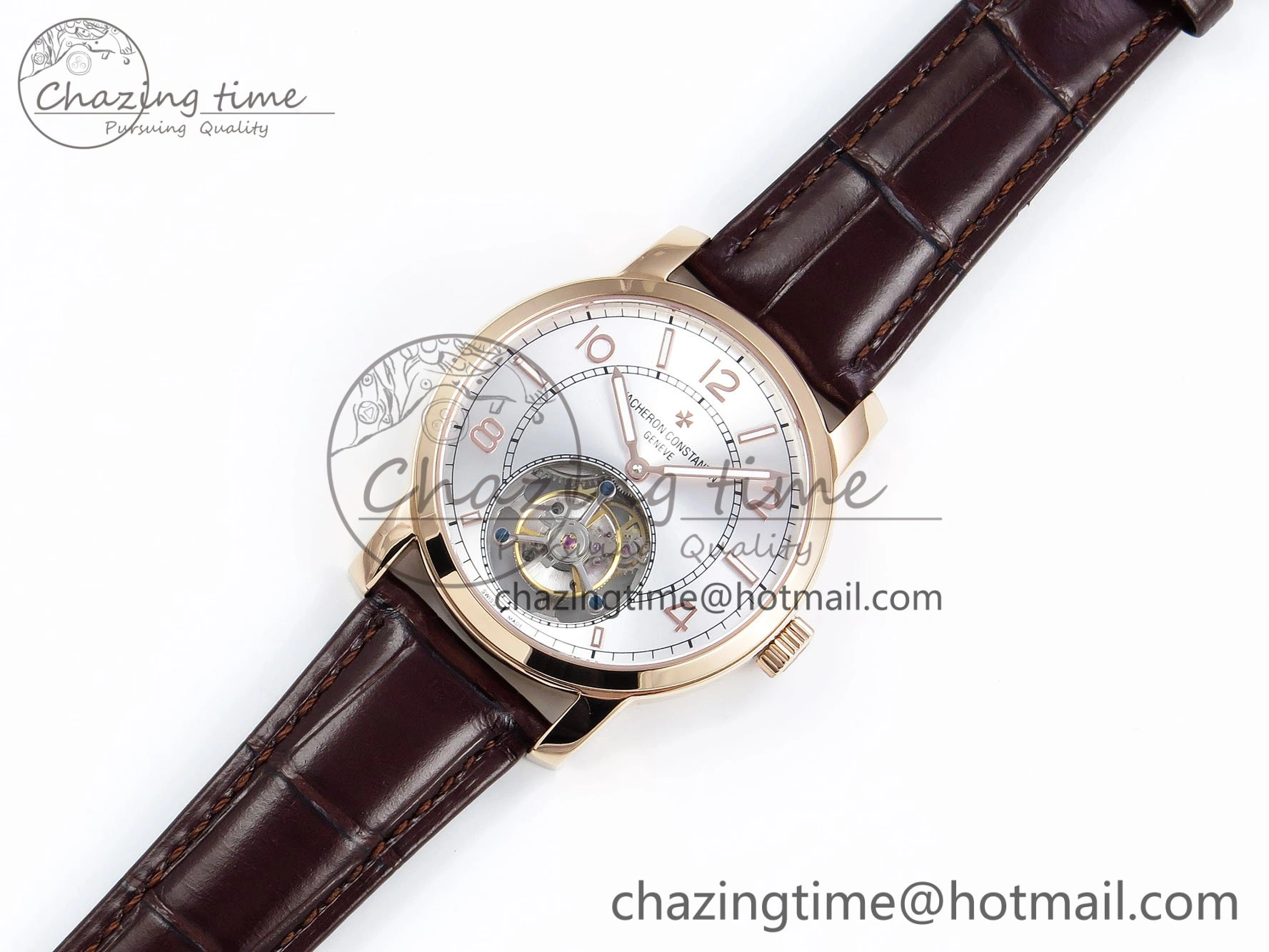 Traditionnelle Tourbillon RG RMSF Best Edition Silver Dial on Brown Leather Strap