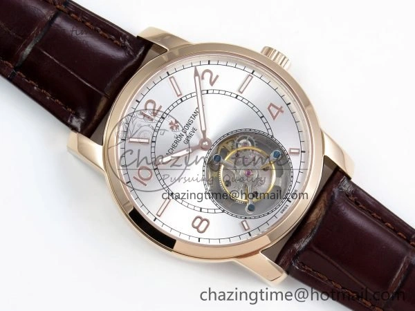 Traditionnelle Tourbillon RG RMSF Best Edition Silver Dial on Brown Leather Strap