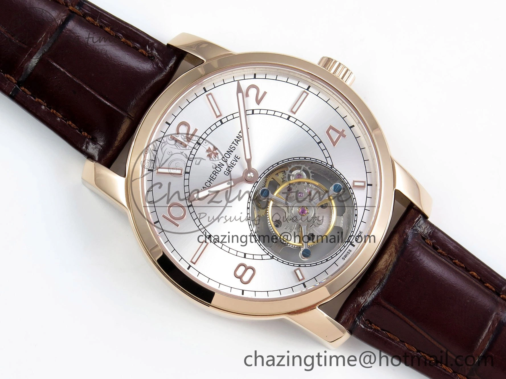 Traditionnelle Tourbillon RG RMSF Best Edition Silver Dial on Brown Leather Strap