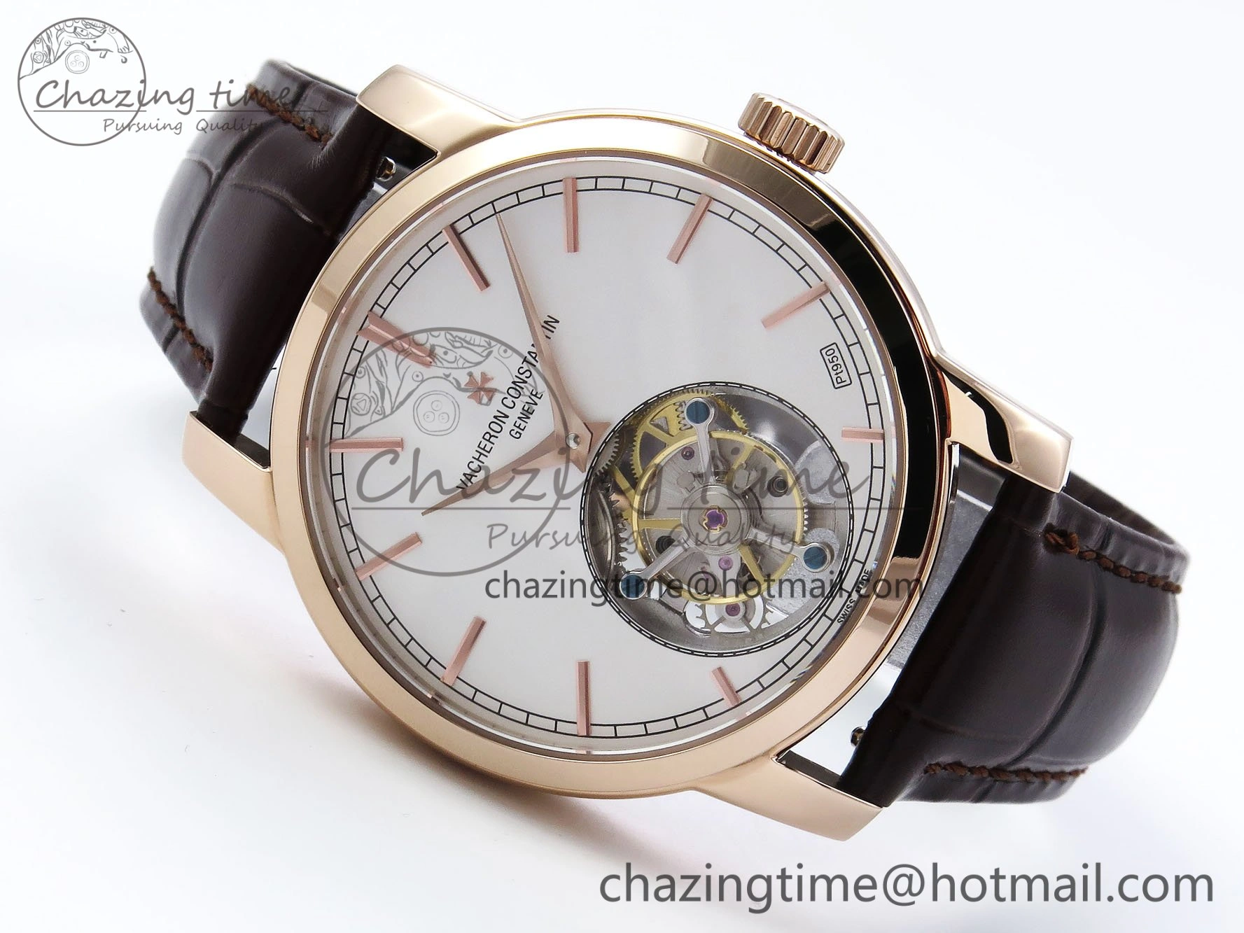 Traditionnelle Tourbillon RG RMSF Best Edition White Dial on Brown Leather Strap