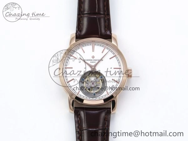 Traditionnelle Tourbillon RG RMSF Best Edition White Dial on Brown Leather Strap