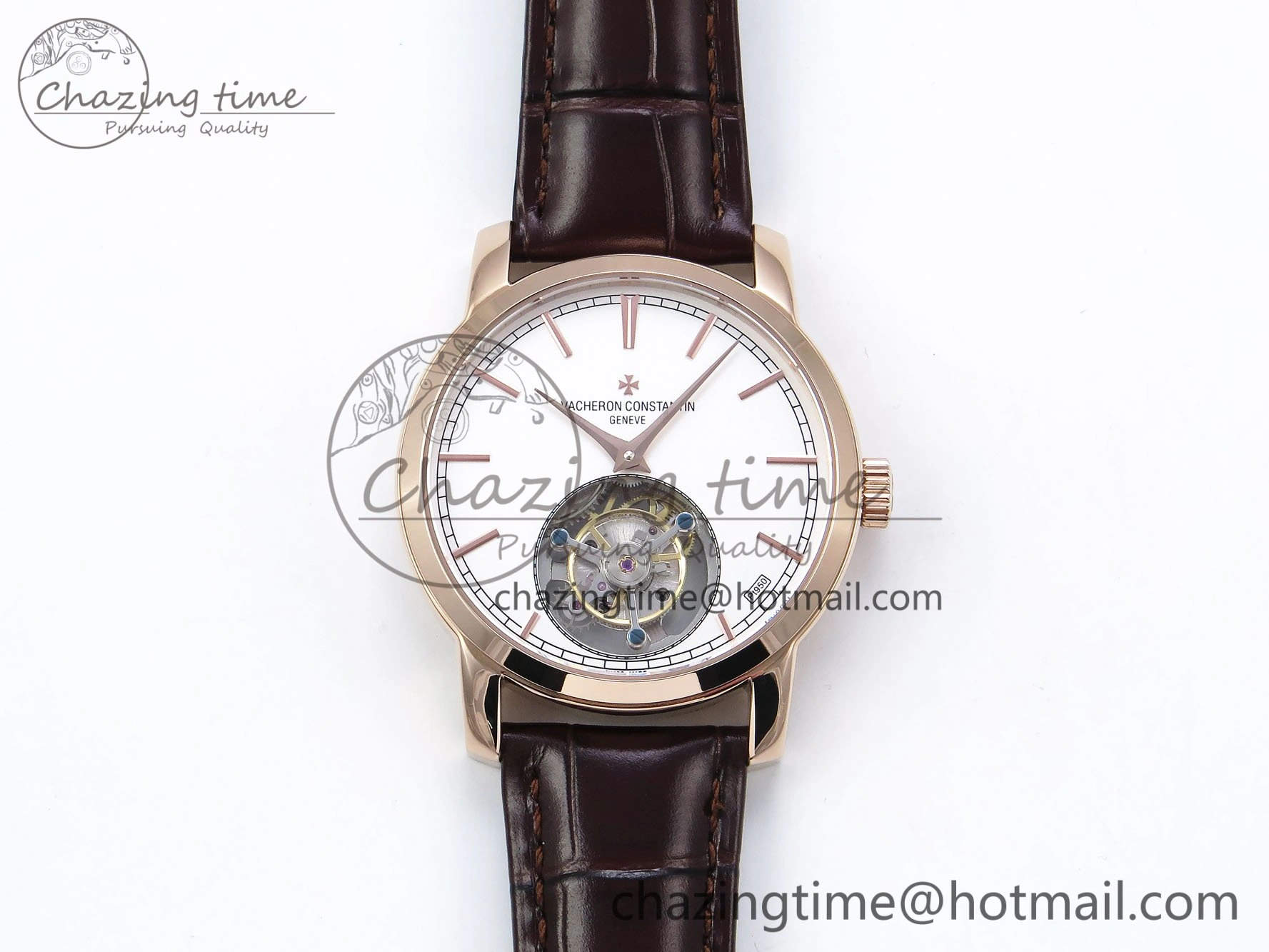 Traditionnelle Tourbillon RG RMSF Best Edition White Dial on Brown Leather Strap