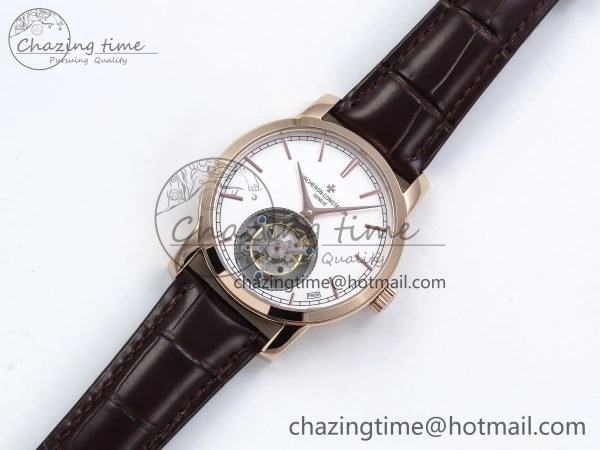 Traditionnelle Tourbillon RG RMSF Best Edition White Dial on Brown Leather Strap