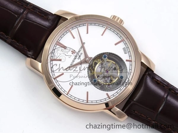 Traditionnelle Tourbillon RG RMSF Best Edition White Dial on Brown Leather Strap