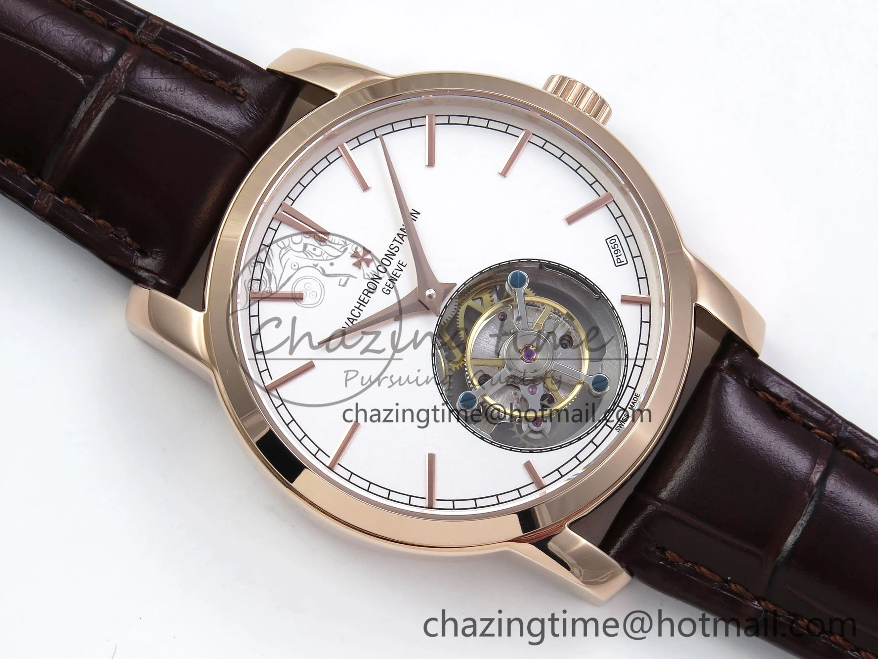 Traditionnelle Tourbillon RG RMSF Best Edition White Dial on Brown Leather Strap