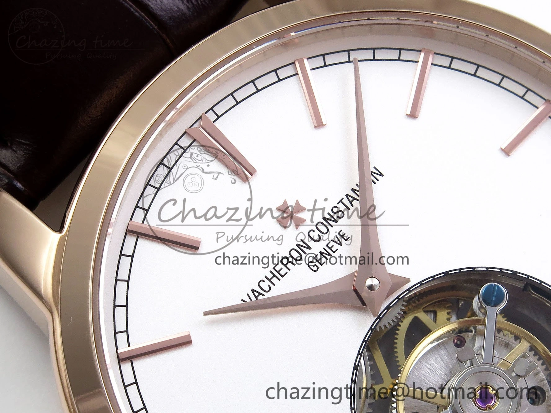 Traditionnelle Tourbillon RG RMSF Best Edition White Dial on Brown Leather Strap