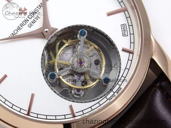 Traditionnelle Tourbillon RG RMSF Best Edition White Dial on Brown Leather Strap