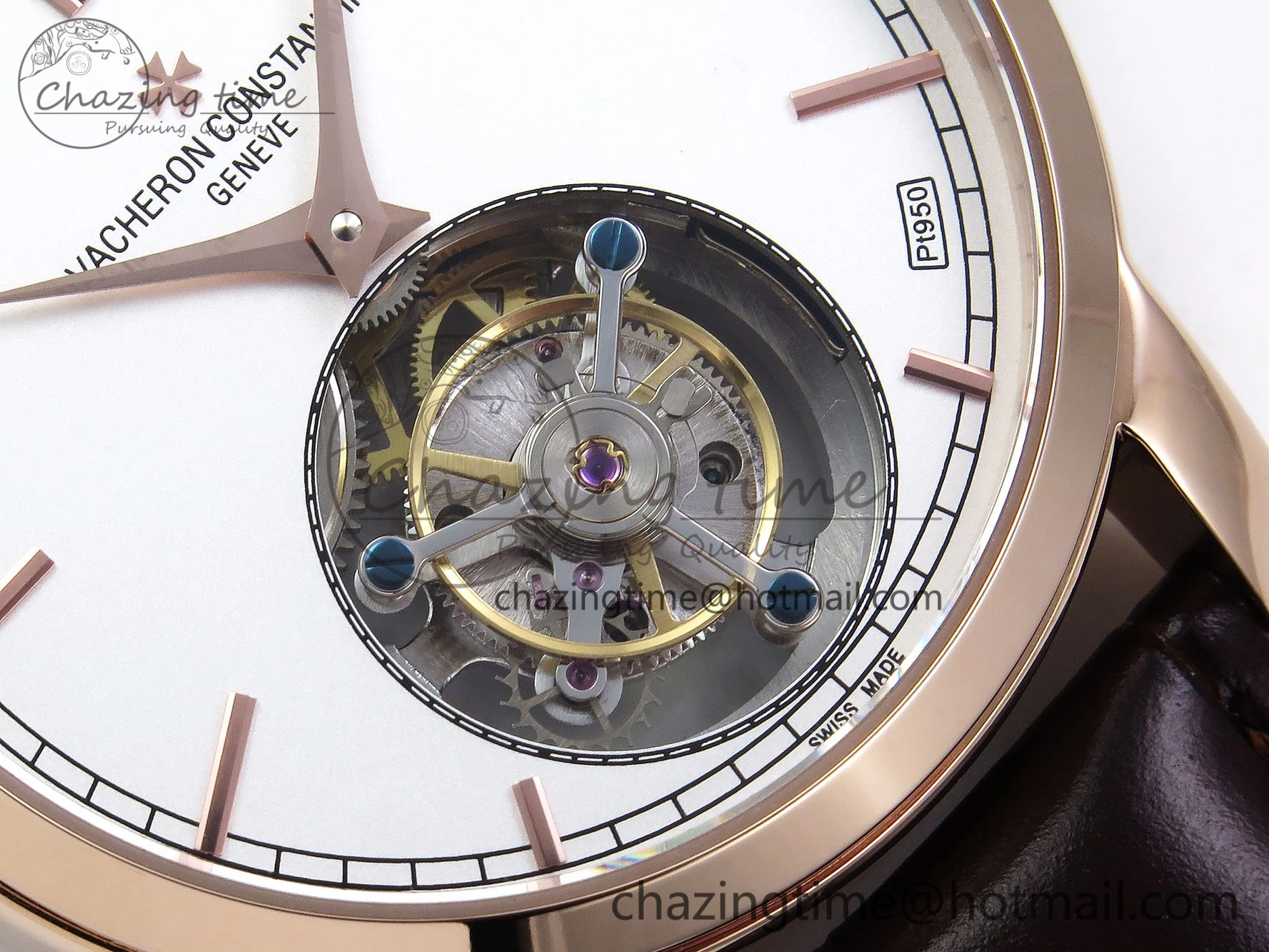Traditionnelle Tourbillon RG RMSF Best Edition White Dial on Brown Leather Strap