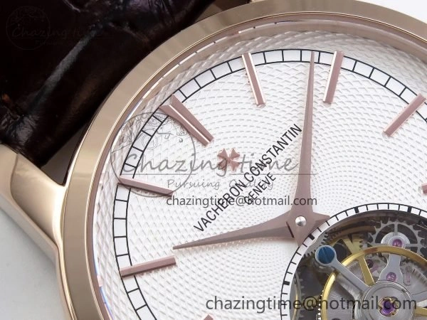 Traditionnelle Tourbillon RG RMSF Best Edition White Textured Dial on Brown Leather Strap