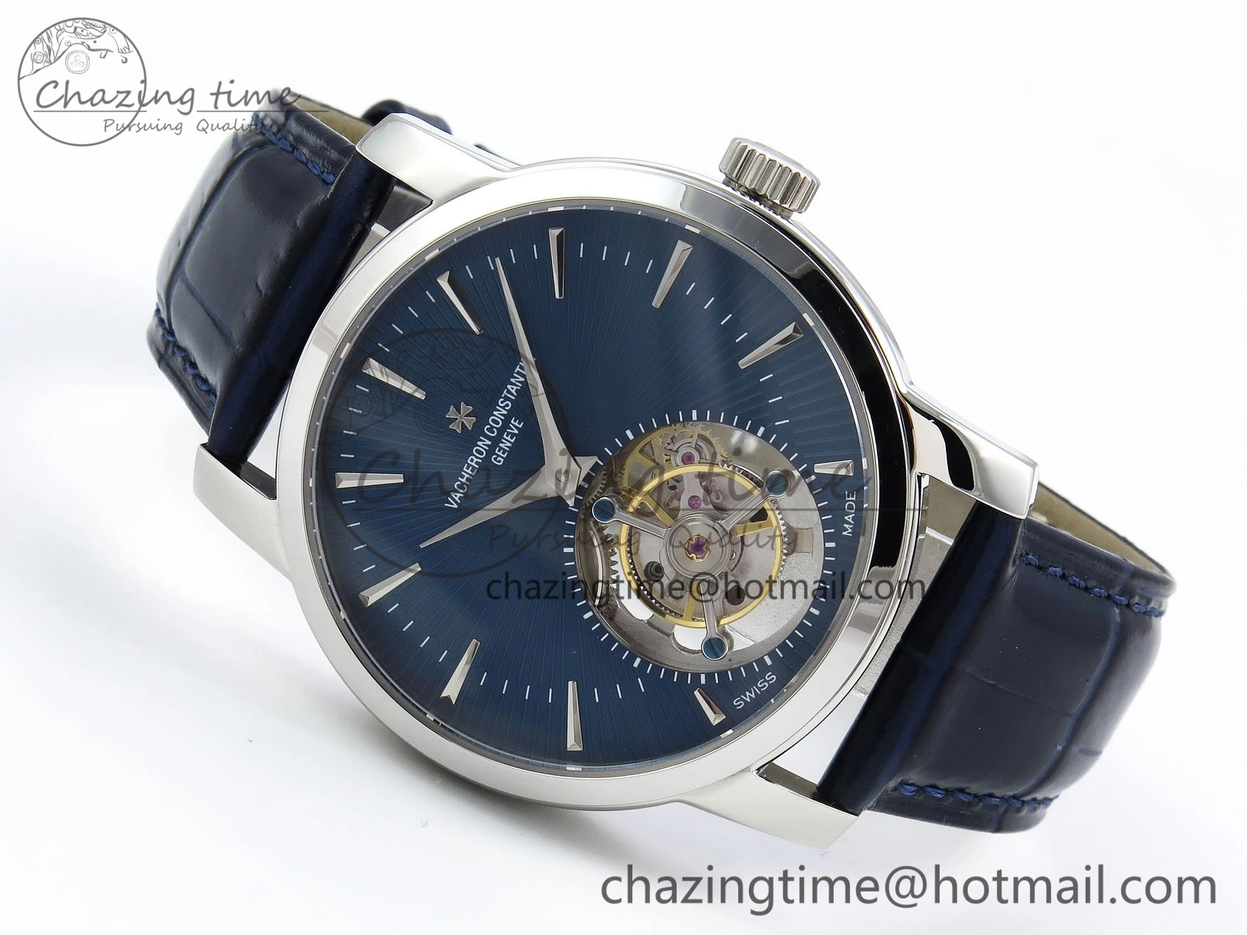 Traditionnelle Tourbillon SS RMSF Best Edition Blue Textured Dial on Blue Leather Strap