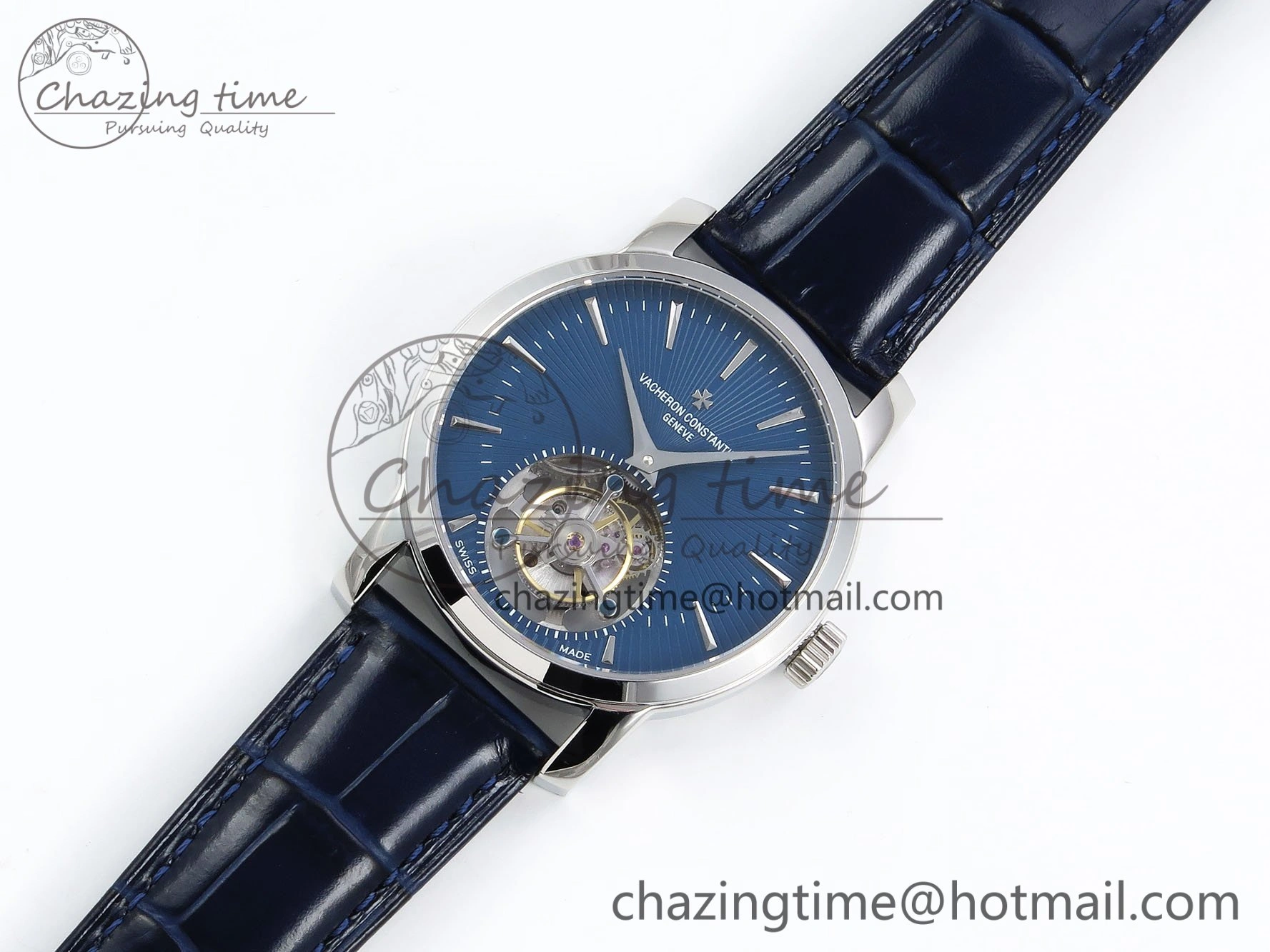 Traditionnelle Tourbillon SS RMSF Best Edition Blue Textured Dial on Blue Leather Strap