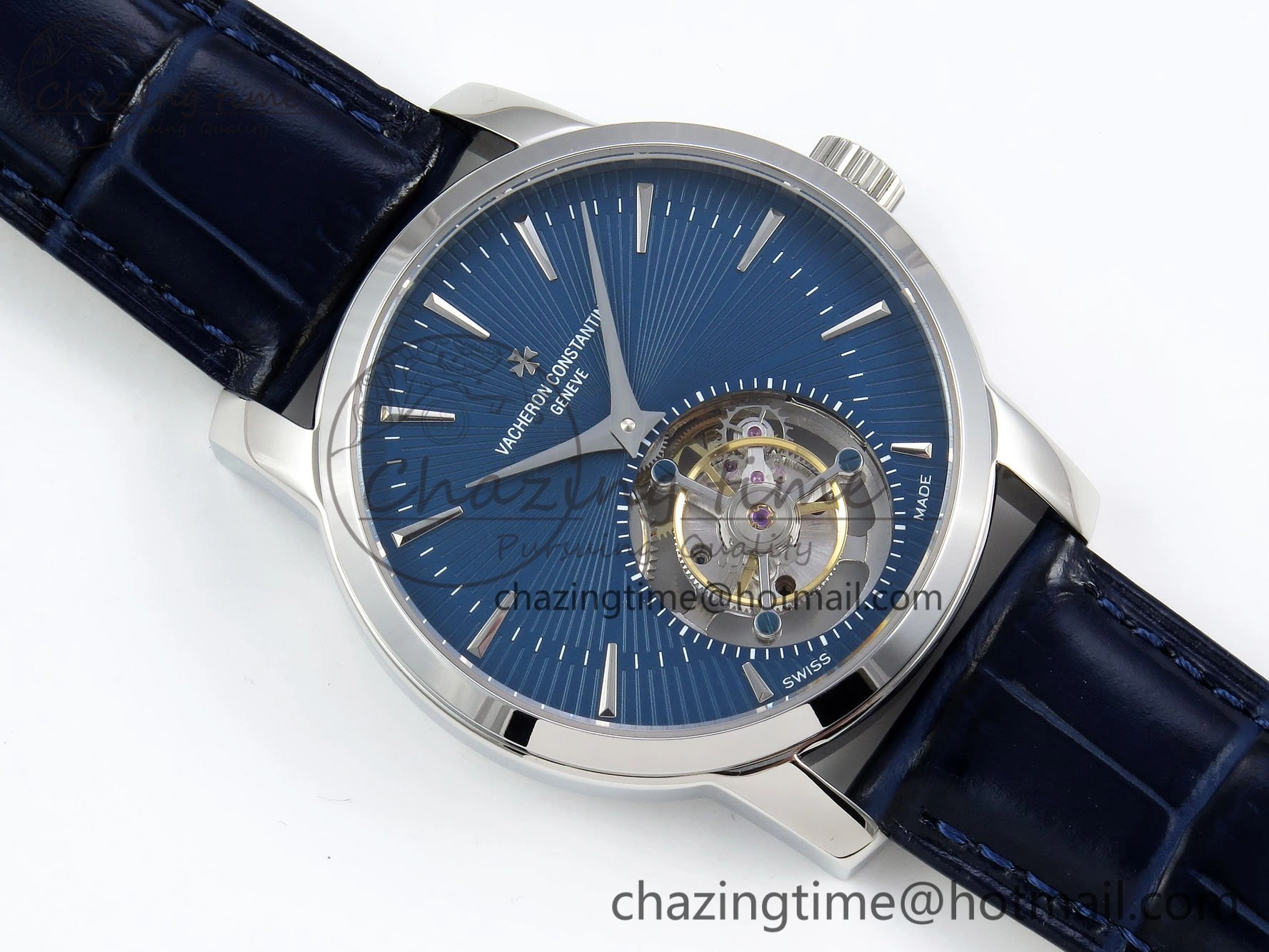 Traditionnelle Tourbillon SS RMSF Best Edition Blue Textured Dial on Blue Leather Strap