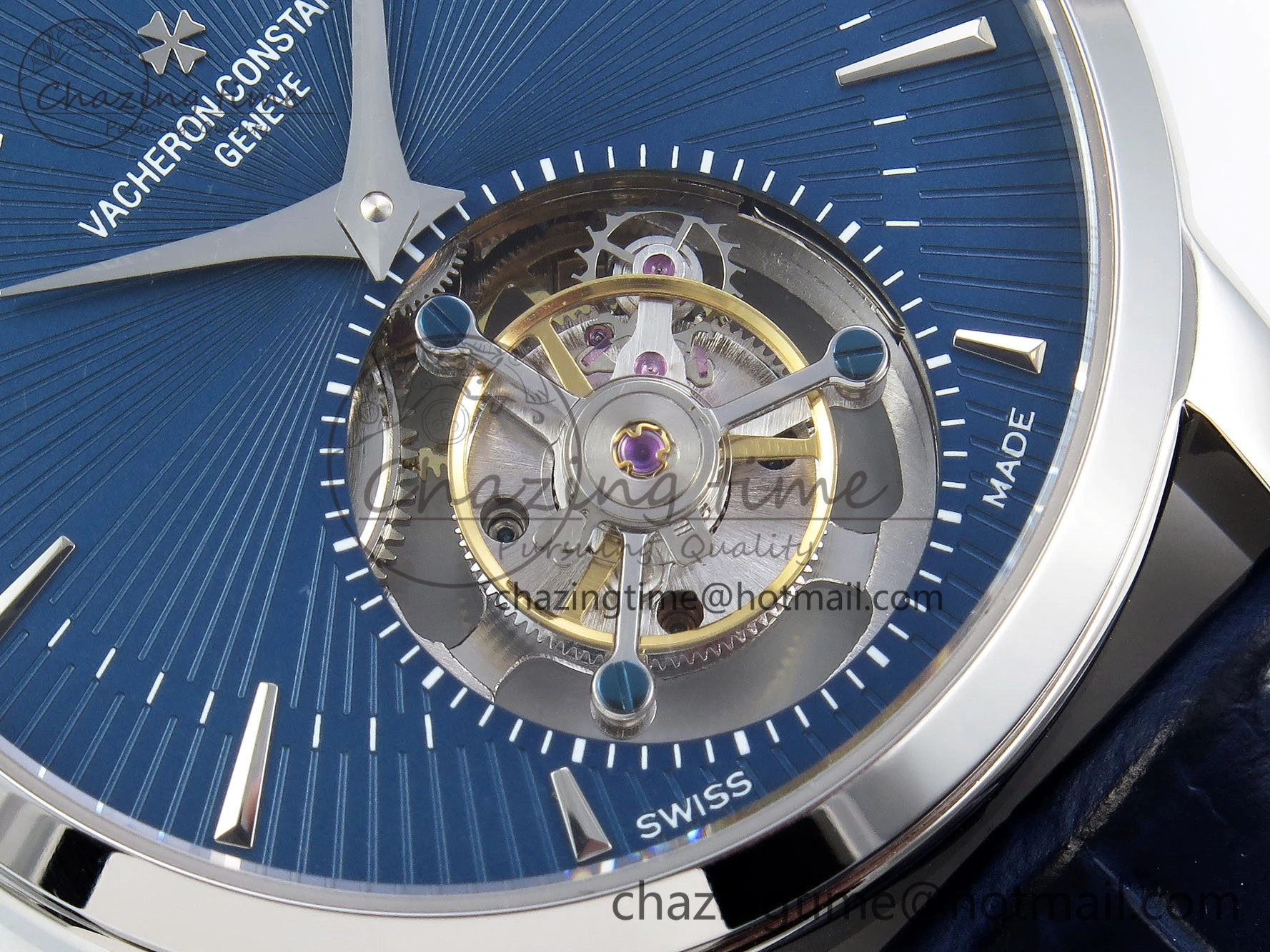 Traditionnelle Tourbillon SS RMSF Best Edition Blue Textured Dial on Blue Leather Strap