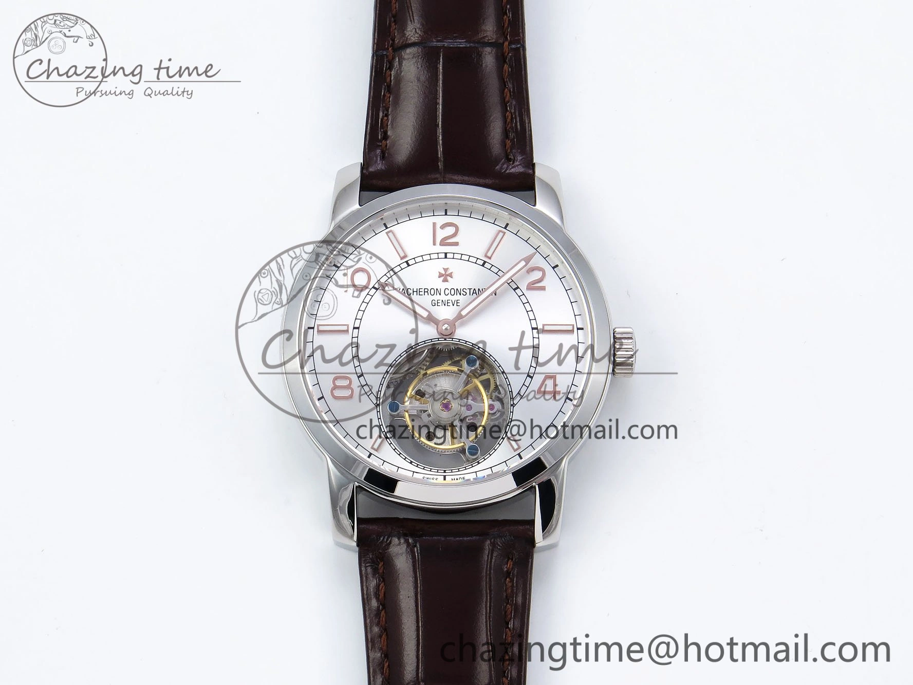Traditionnelle Tourbillon SS RMSF Best Edition Silver Dial on Brown Leather Strap