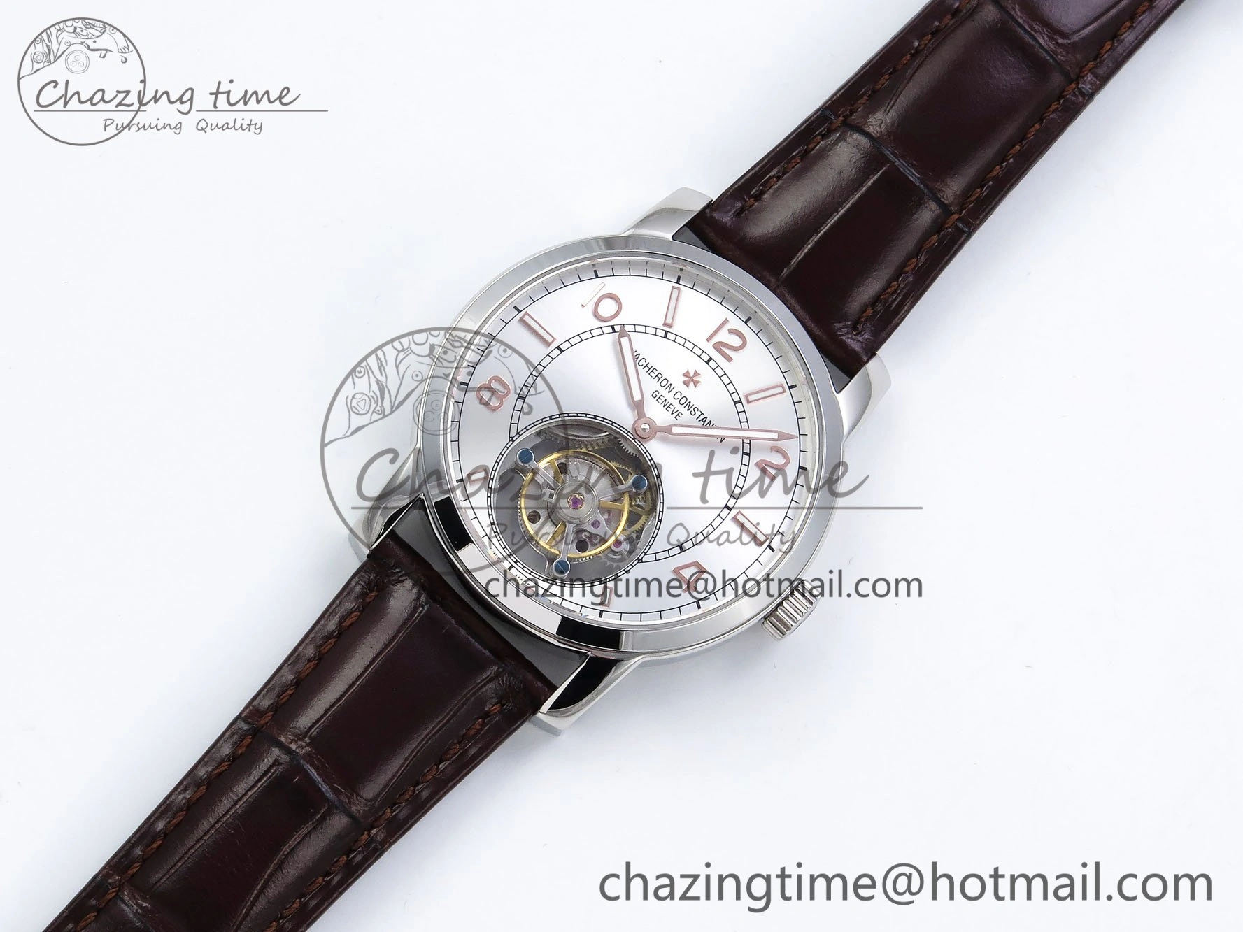 Traditionnelle Tourbillon SS RMSF Best Edition Silver Dial on Brown Leather Strap
