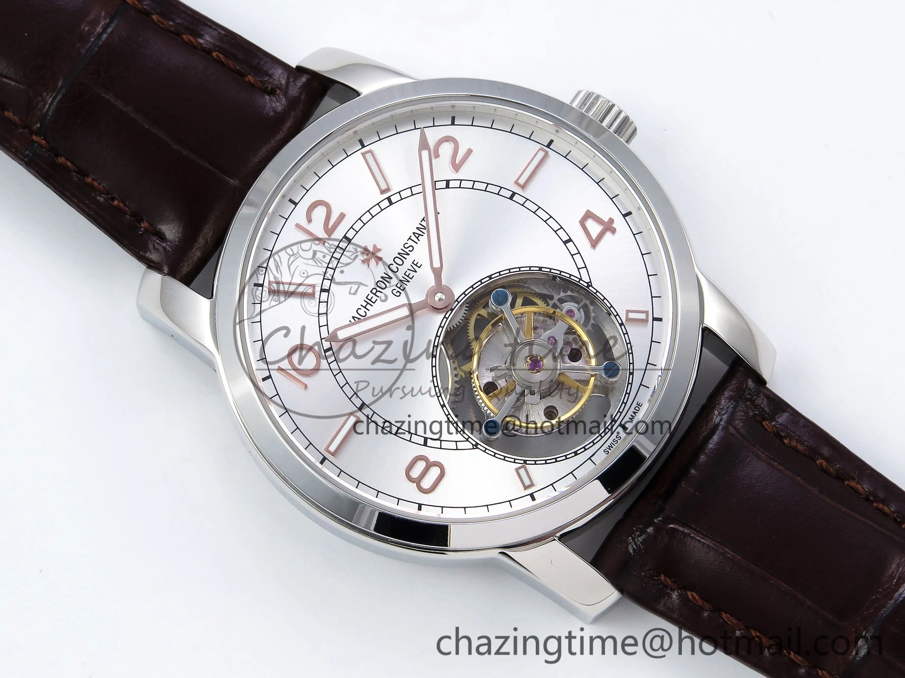Traditionnelle Tourbillon SS RMSF Best Edition Silver Dial on Brown Leather Strap