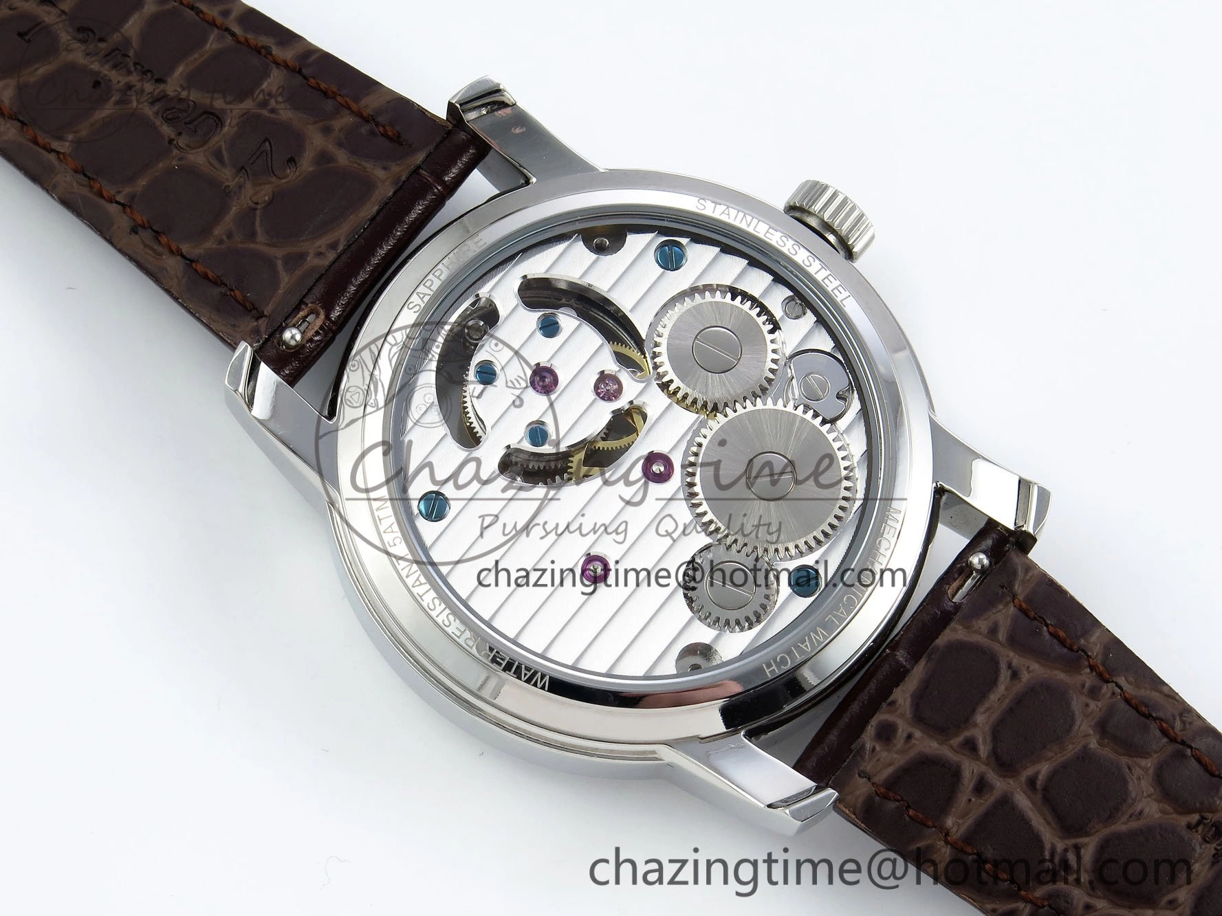 Traditionnelle Tourbillon SS RMSF Best Edition Silver Dial on Brown Leather Strap