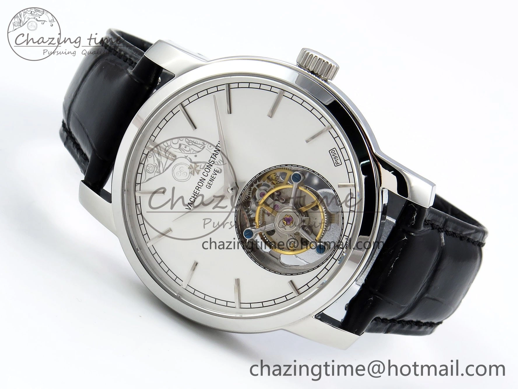 Traditionnelle Tourbillon SS RMSF Best Edition White Dial on Black Leather Strap