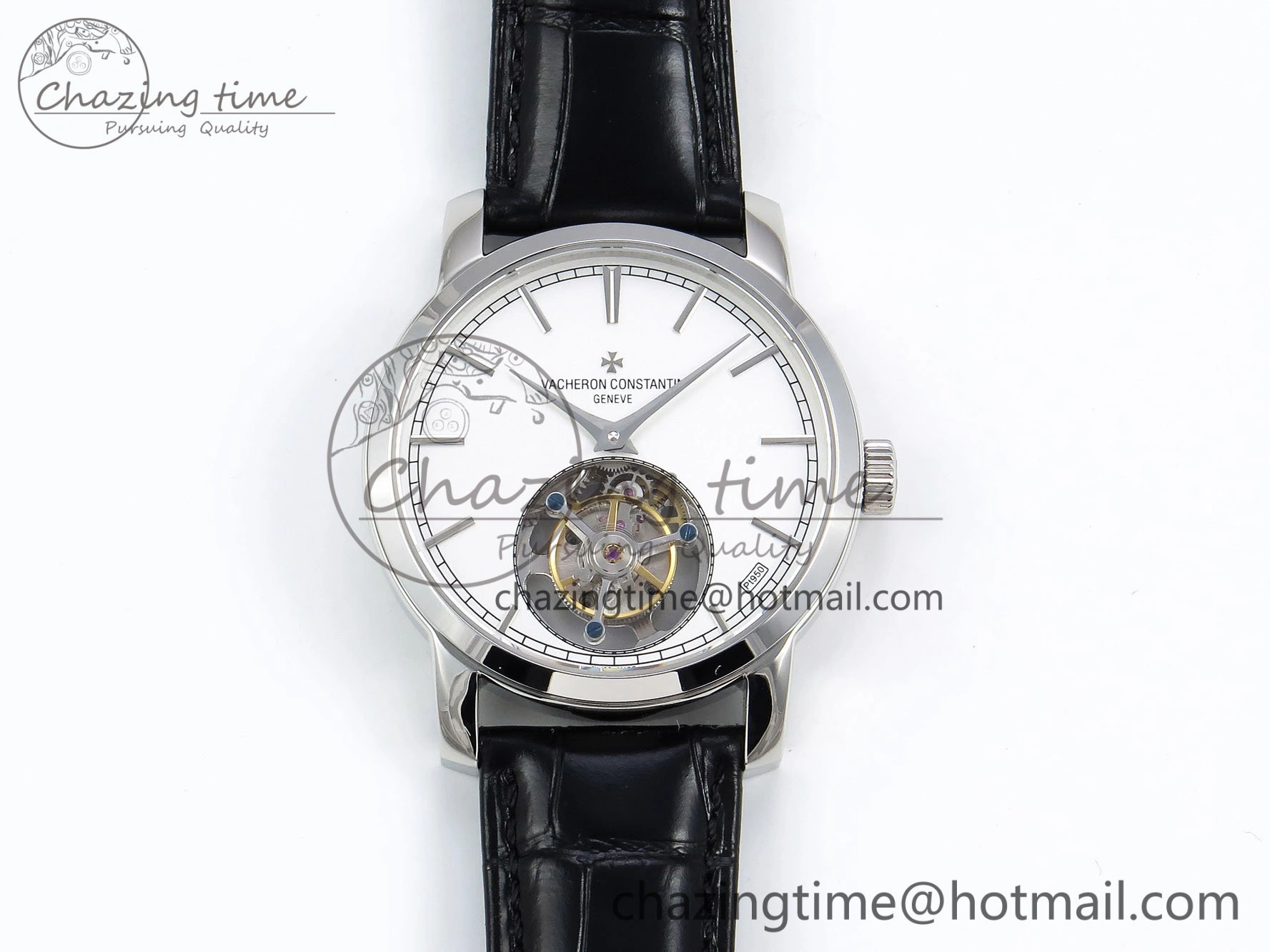 Traditionnelle Tourbillon SS RMSF Best Edition White Dial on Black Leather Strap
