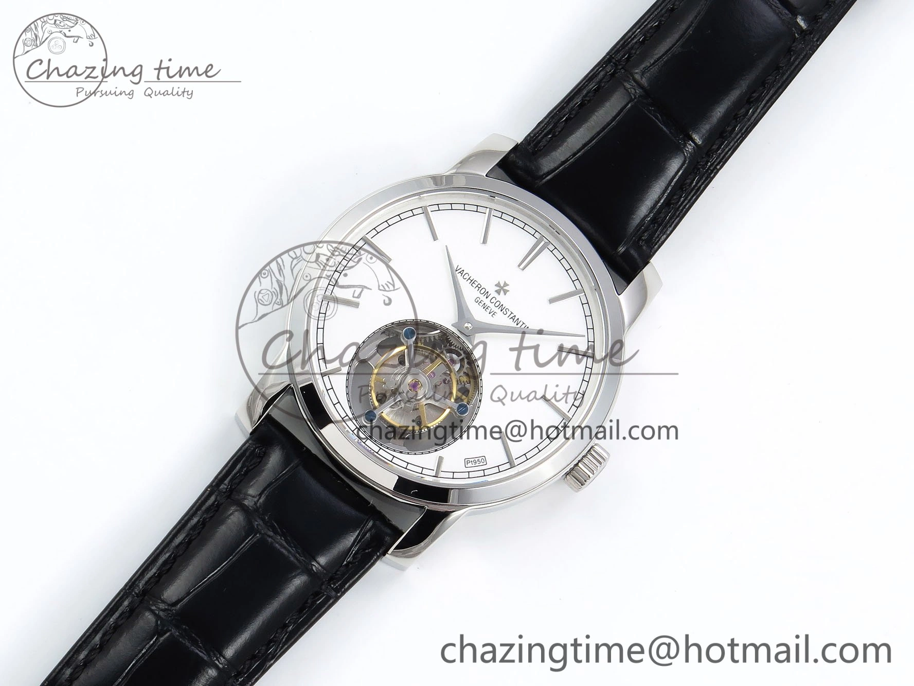 Traditionnelle Tourbillon SS RMSF Best Edition White Dial on Black Leather Strap