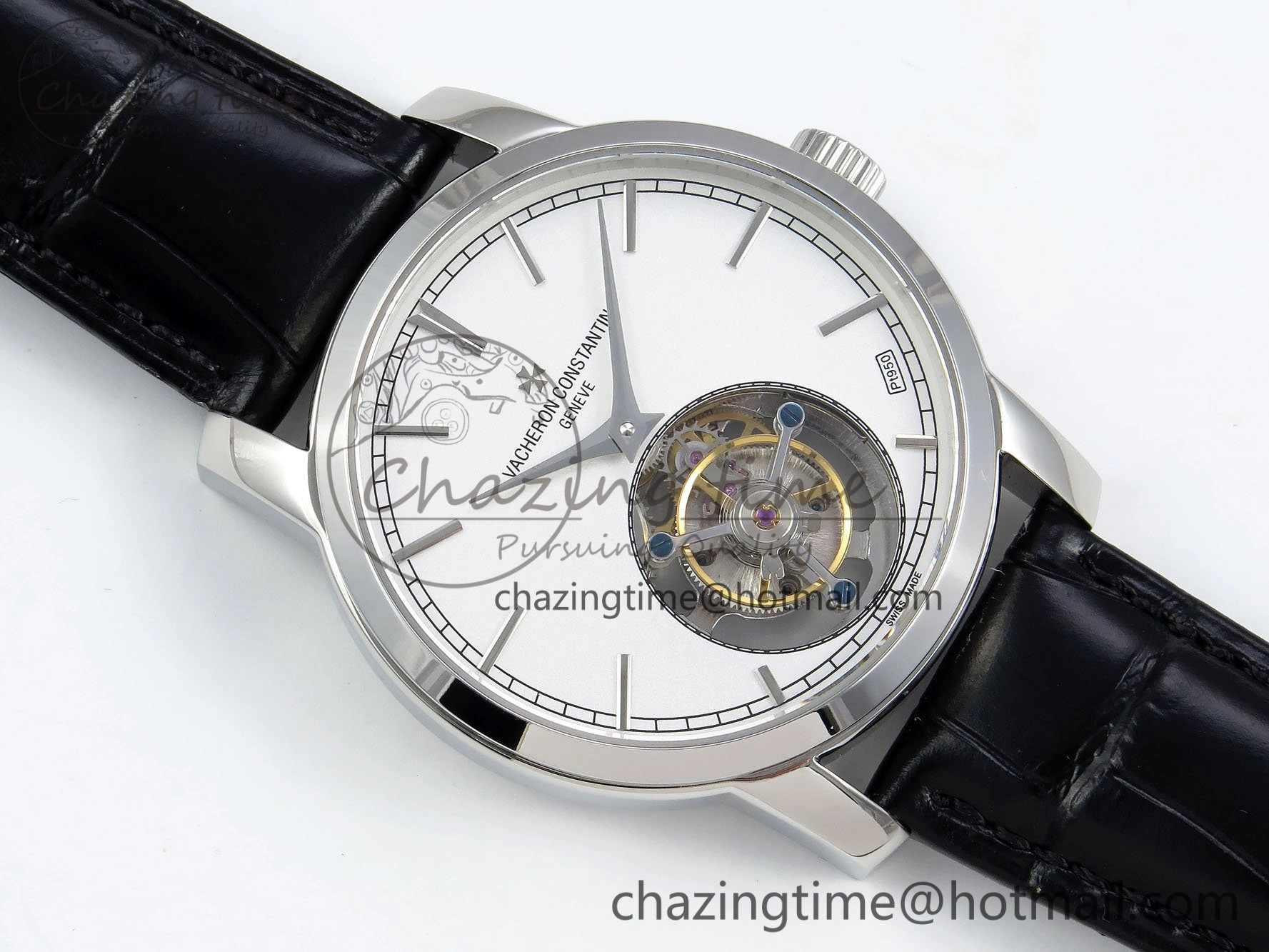 Traditionnelle Tourbillon SS RMSF Best Edition White Dial on Black Leather Strap